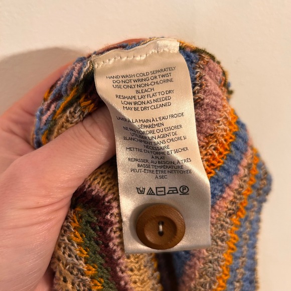 Free People Striped Crochet Long Duster Cardigan Sweater Womens XS Boho Festival - Picture 11 of 13